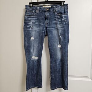 Big Star Maddie Bootcut Jeans Womens 29 (32X24) Blue Mid-Rise Western Distressed